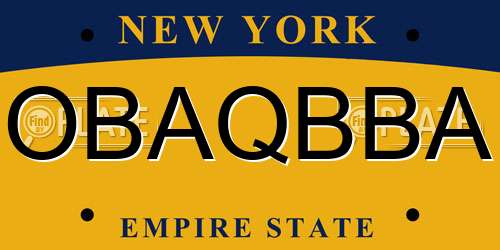 OBAQBBA New York License Plate