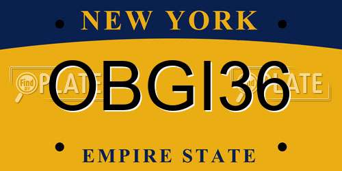 OBGI36 New York License Plate