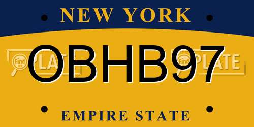 OBHB97 New York License Plate