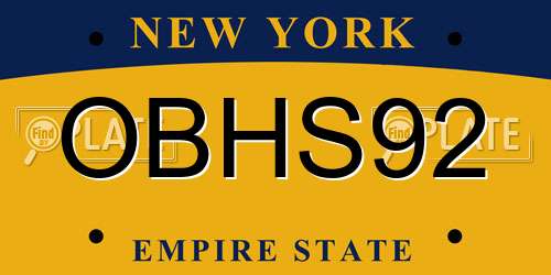 OBHS92 New York License Plate