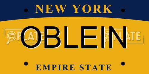 OBLEIN New York License Plate