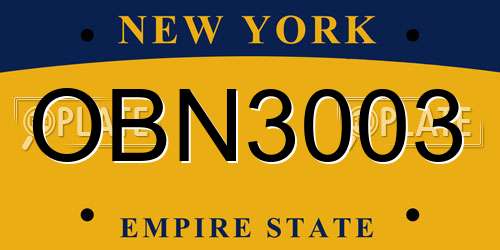 OBN3003 New York License Plate