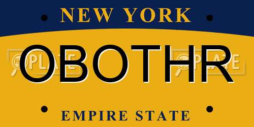 OBOTHR New York License Plate