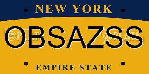 OBSAZSS New York License Plate