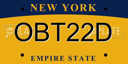 OBT22D New York License Plate
