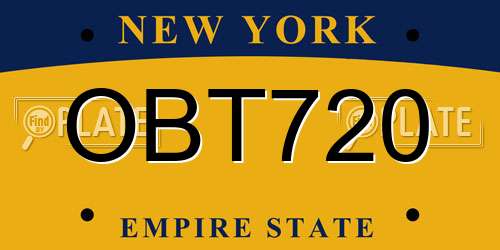 OBT720 New York License Plate