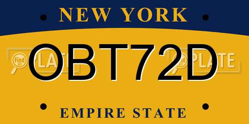 OBT72D New York License Plate