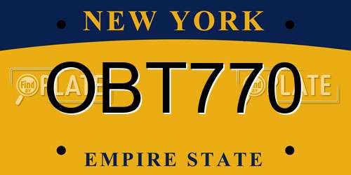 OBT770 New York License Plate