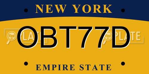OBT77D New York License Plate