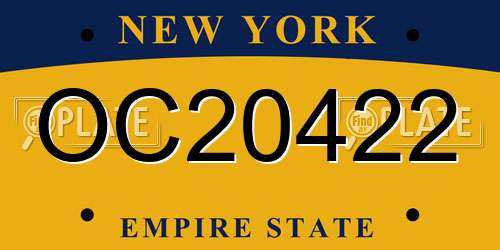 OC20422 New York License Plate
