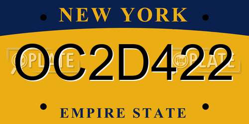 OC2D422 New York License Plate