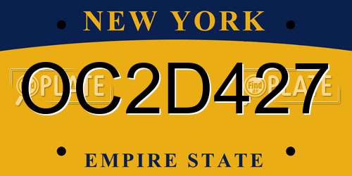 OC2D427 New York License Plate