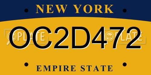 OC2D472 New York License Plate