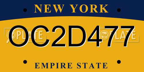 OC2D477 New York License Plate