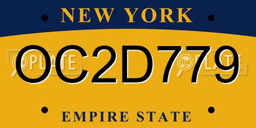 OC2D779 New York License Plate