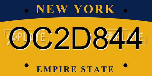 OC2D844 New York License Plate