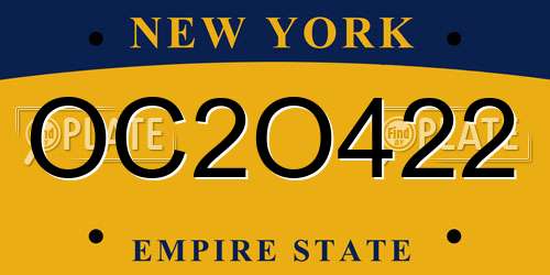 OC2O422 New York License Plate