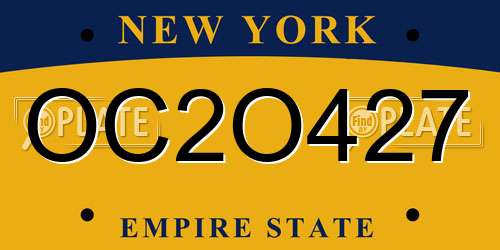 OC2O427 New York License Plate