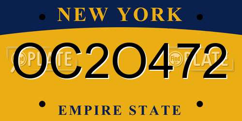OC2O472 New York License Plate