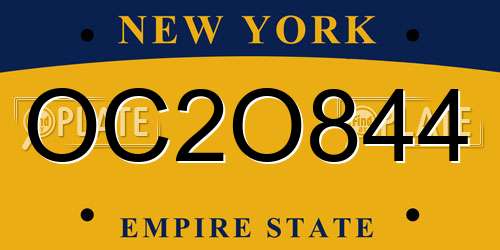 OC2O844 New York License Plate