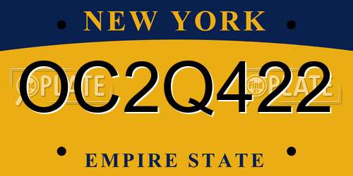 OC2Q422 New York License Plate