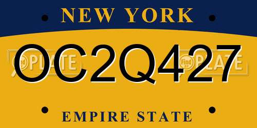 OC2Q427 New York License Plate
