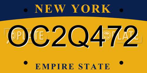 OC2Q472 New York License Plate