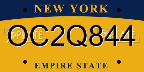 OC2Q844 New York License Plate
