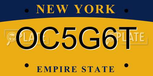 OC5G6T New York License Plate