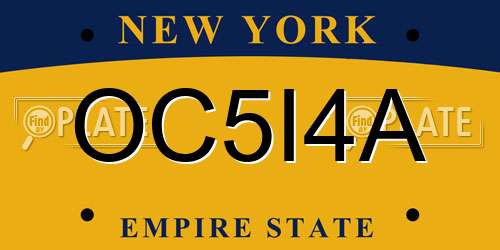 OC5I4A New York License Plate