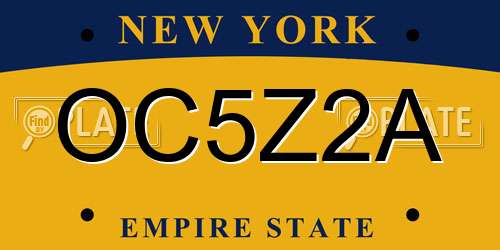 OC5Z2A New York License Plate