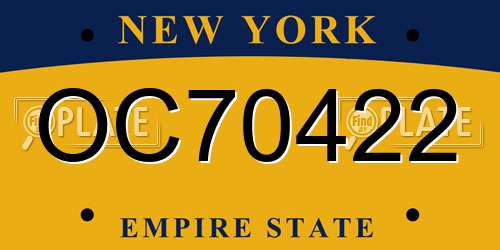 OC70422 New York License Plate