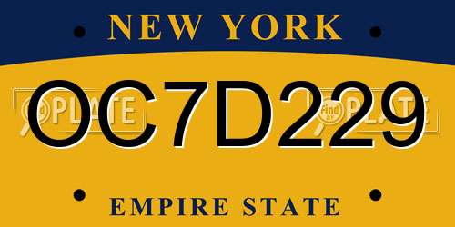 OC7D229 New York License Plate