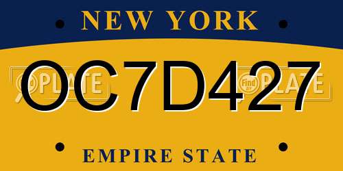 OC7D427 New York License Plate