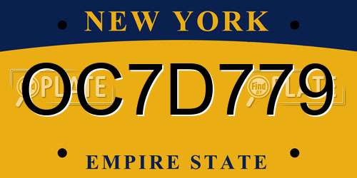 OC7D779 New York License Plate