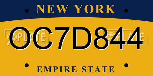 OC7D844 New York License Plate