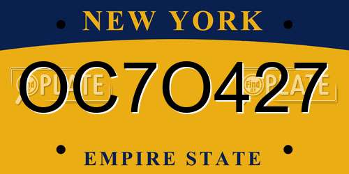 OC7O427 New York License Plate