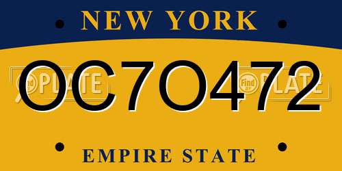 OC7O472 New York License Plate