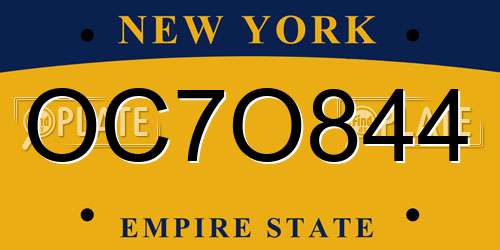 OC7O844 New York License Plate