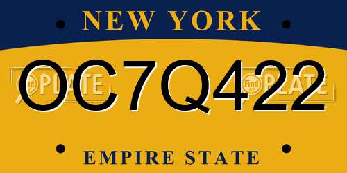 OC7Q422 New York License Plate