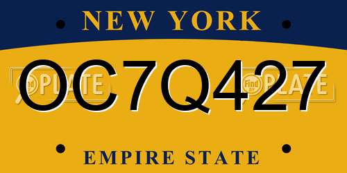 OC7Q427 New York License Plate