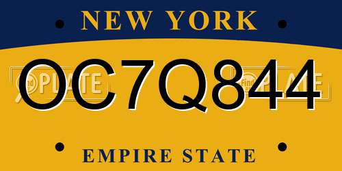 OC7Q844 New York License Plate