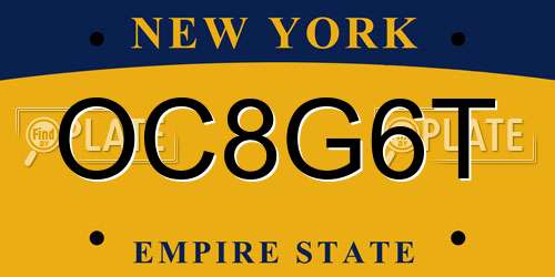 OC8G6T New York License Plate