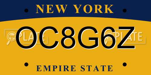 OC8G6Z New York License Plate