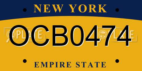 OCB0474 New York License Plate