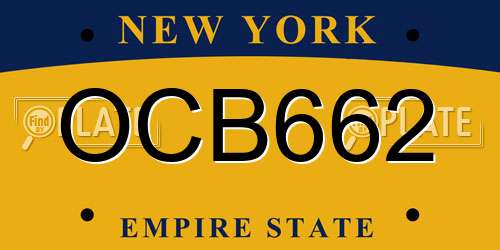 OCB662 New York License Plate