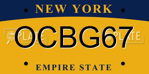 OCBG67 New York License Plate