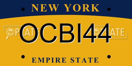 OCBI44 New York License Plate