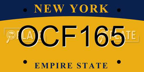 OCF165 New York License Plate