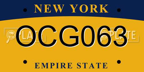 OCG063 New York License Plate